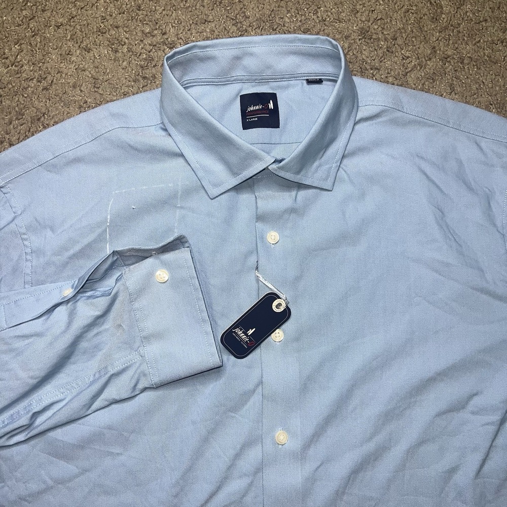 New Johnnie O Prep Performance Button Down Shirt Mens 2XL Blue Long Sleeve